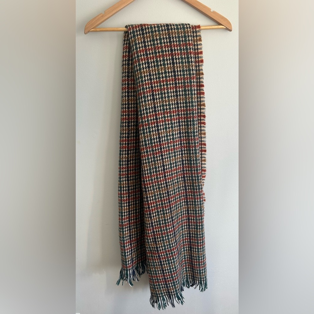 By Anthropologie Multicolor Plaid Knit Scarf Colorful 30”X 72” Fall Colours